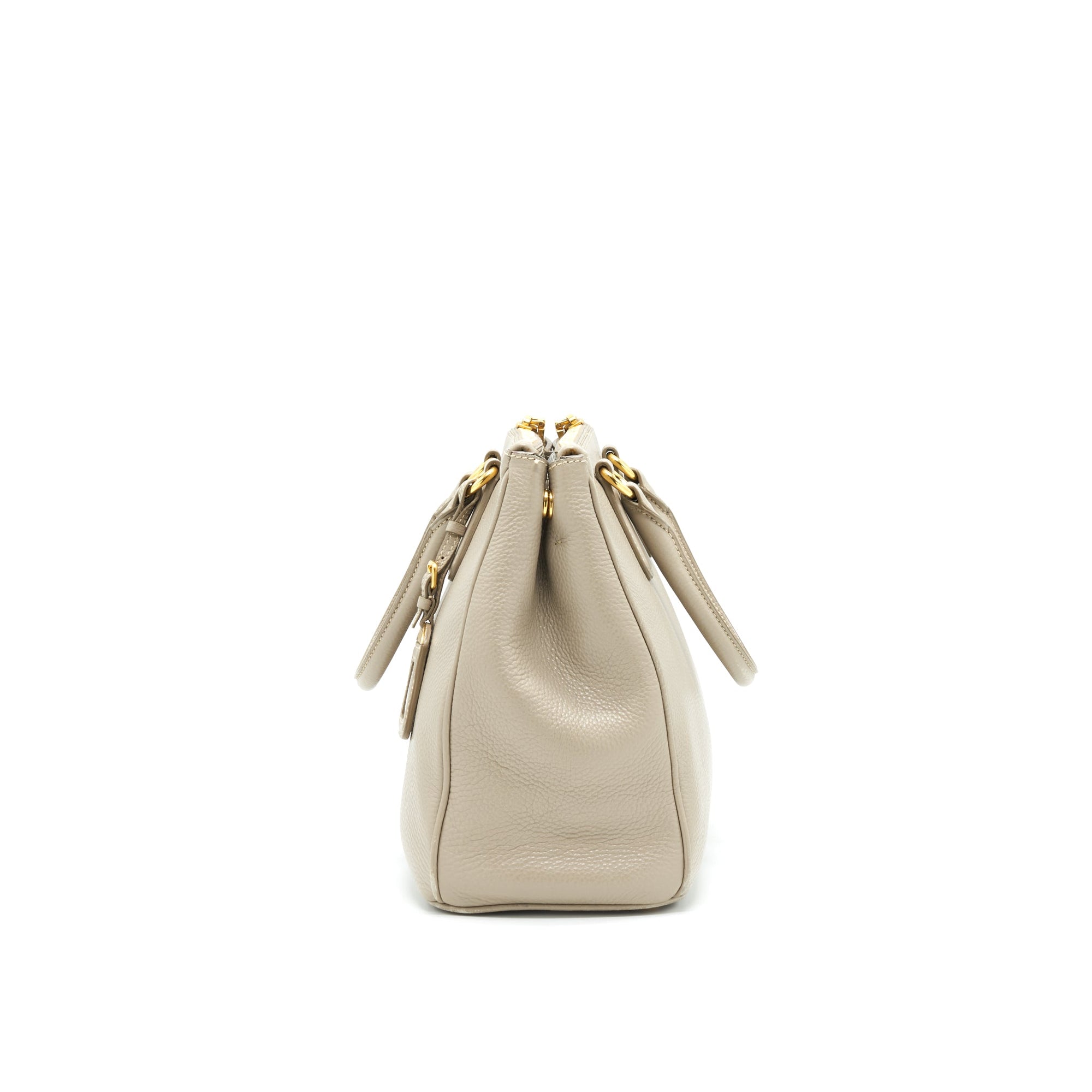 PRD grained calfskin double zip Tote Bag Light Grey GHW