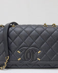 CHNL Small Caviar Quilted CC Filigree Flap Black GHW