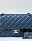 CHNL Quilted Medium Double Flap Blue Caviar 18S GHW