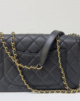 CHNL Small Caviar Quilted CC Filigree Flap Black GHW