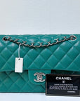 CHNL 20B Green Classic Small Double Flap Bag
