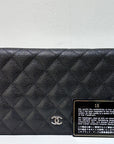 CHNL Large Iridescent Caviar Quilted Zip Around Organizer Wallet Black