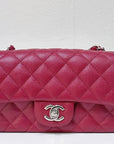 CHNL Mini Rectangular Caviar Quilted Flap Red 17B SHW