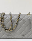 CHNL Small Caviar Quilted Double Flap Grey LGHW