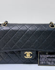 CHNL Classic Double Flap Medium Shoulder Bag Black Caviar 24k