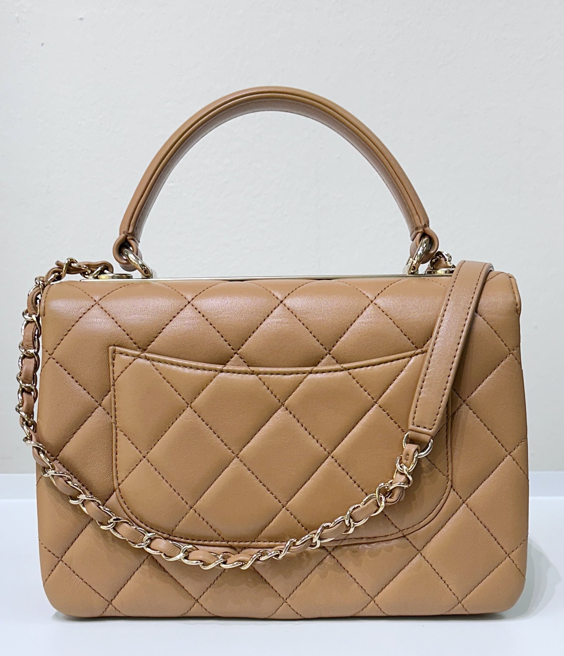 CHNL  Small Trendy CC  Handle Flap Bag 19K Brown