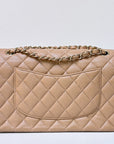 CHNL Caviar Quilted Medium Double Flap Beige