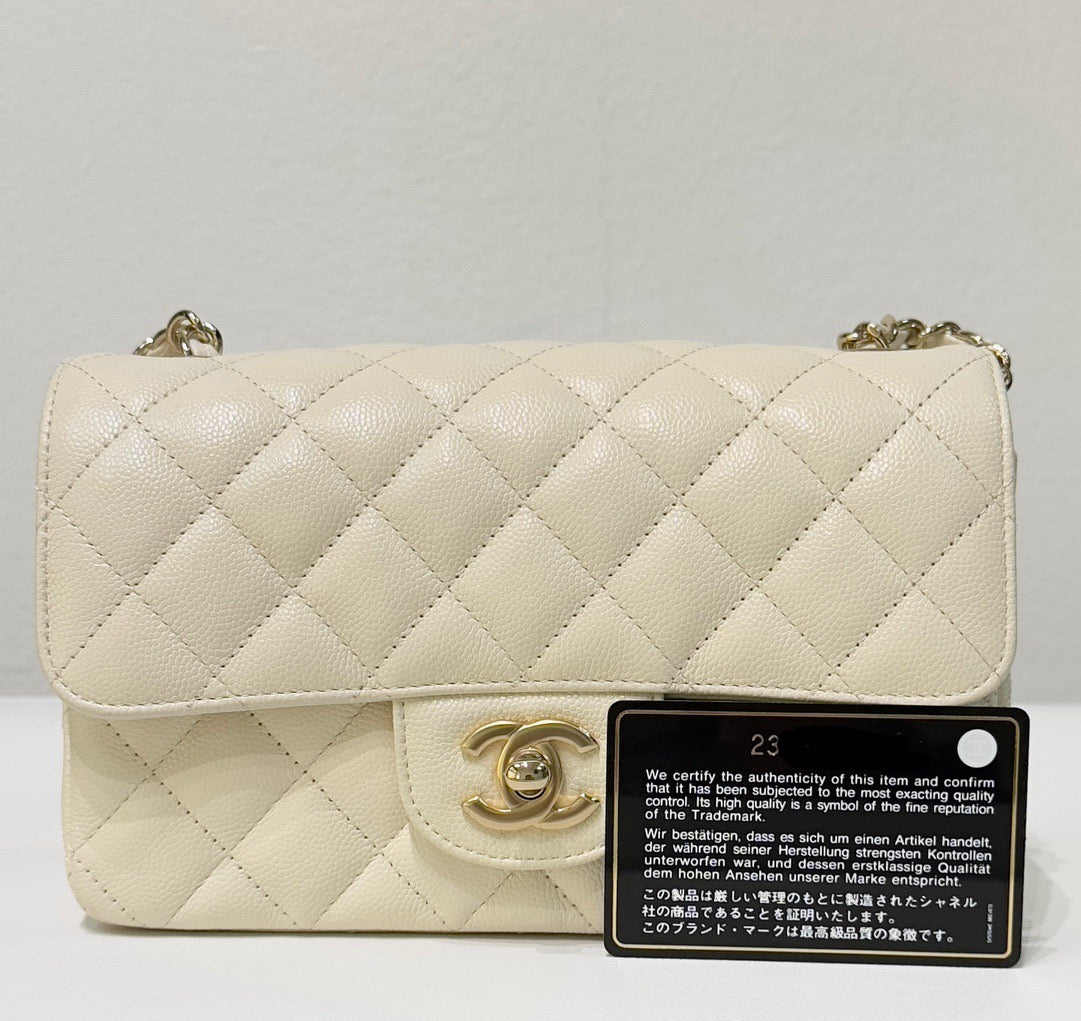 CHNL Mini Rectangle Caviar Lvory 17C GHW