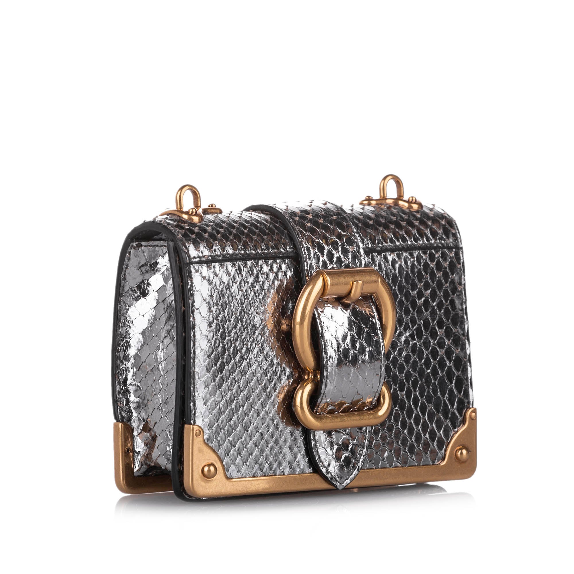 PRD Cahier Crossbody Bag Silver Embossed Leather