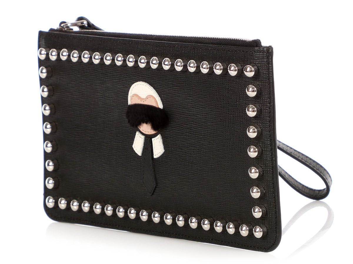 FNDI Black Studded Karlito Wristlet
