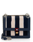 FNDI Calfskin Striped Canvas Kan I Small Shoulder Bag (SHF-yQIdt1)