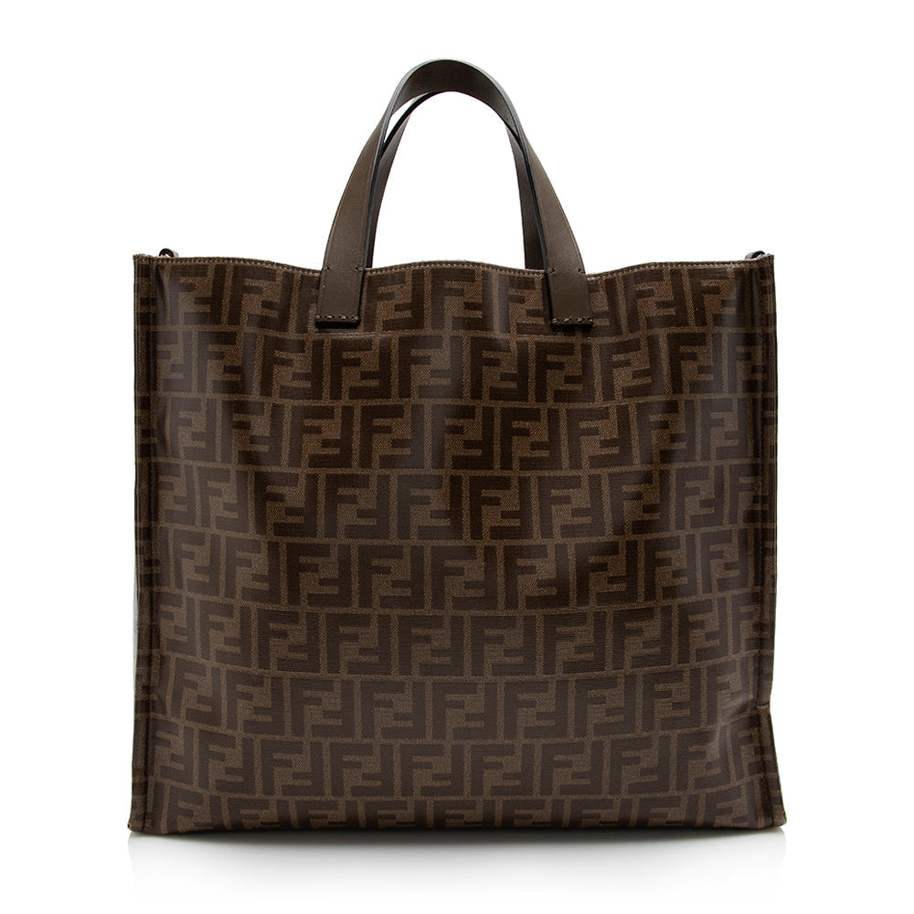 FNDI Coated Canvas Fila Mania Logo Shopper Tote (SHF-17070)