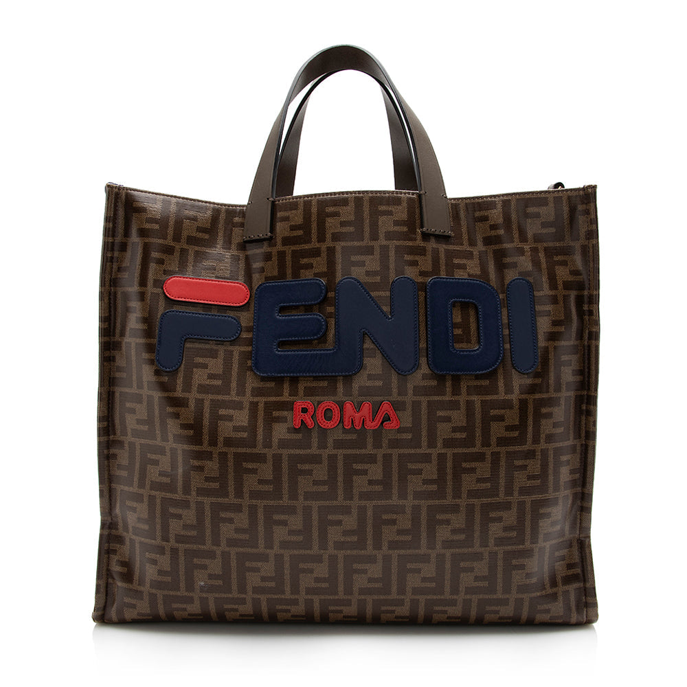 FNDI Coated Canvas Fila Mania Logo Shopper Tote (SHF-17070)