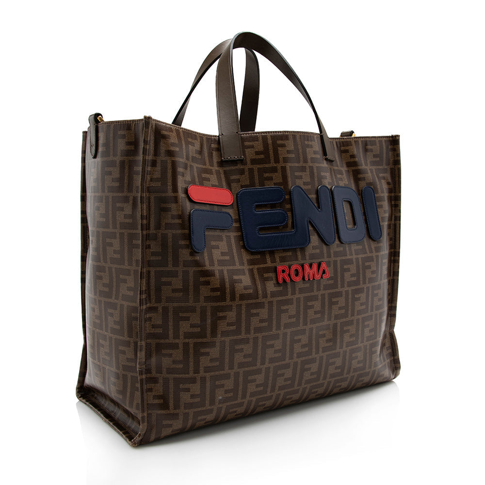 FNDI Coated Canvas Fila Mania Logo Shopper Tote (SHF-17070)
