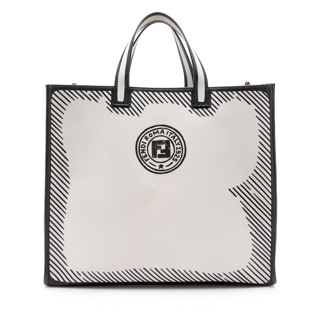 FNDI Coated Canvas Vetrifi Shopping Small Tote (SHF-15005)