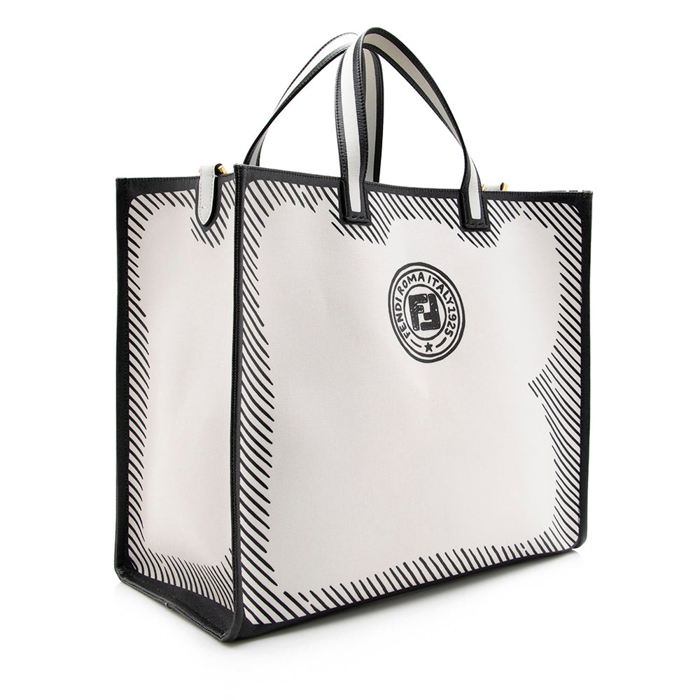 FNDI Coated Canvas Vetrifi Shopping Small Tote (SHF-15005)