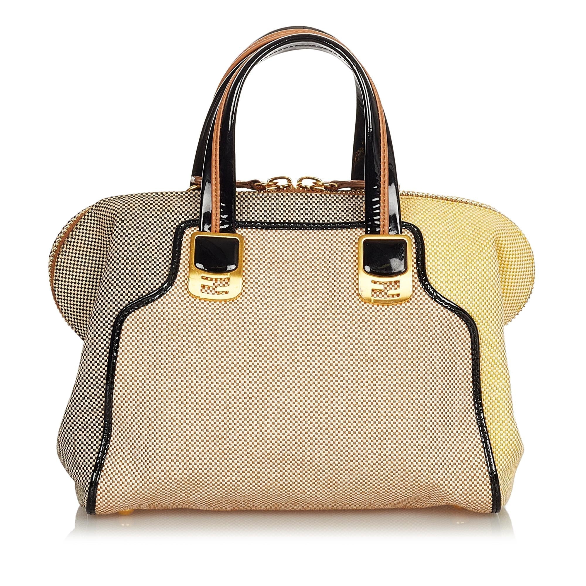 FNDI Colorblock Canvas Chameleon Handbag (SHG-24876)