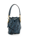 FNDI FF Embossed Calfskin Mon Tresor Mini Bucket Bag (SHF-16308)
