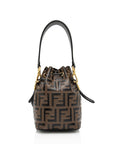 FNDI FF Embossed Calfskin Mon Tresor Mini Bucket Bag (SHF-mo1hOL)