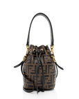 FNDI FF Embossed Calfskin Mon Tresor Mini Bucket Bag (SHF-mo1hOL)