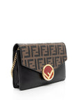 FNDI FF Embossed Calfskin Wallet on Chain Mini Bag (SHF-BJP8ux)