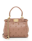 FNDI Leather Crystal Peekaboo XS Shoulder Bag (SHF-19840)