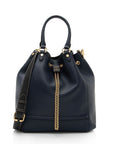 FNDI Leather Karligraphy Chain Bucket Bag (SHF-9MnXHw)