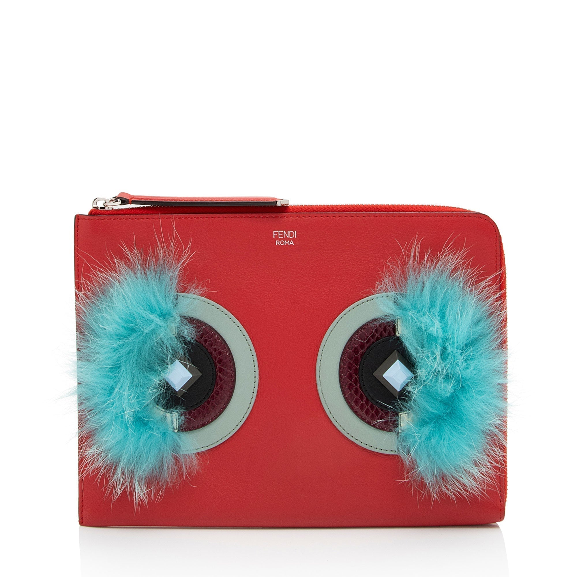 FNDI Leather Monster Zip Clutch (SHF-1L3C25)