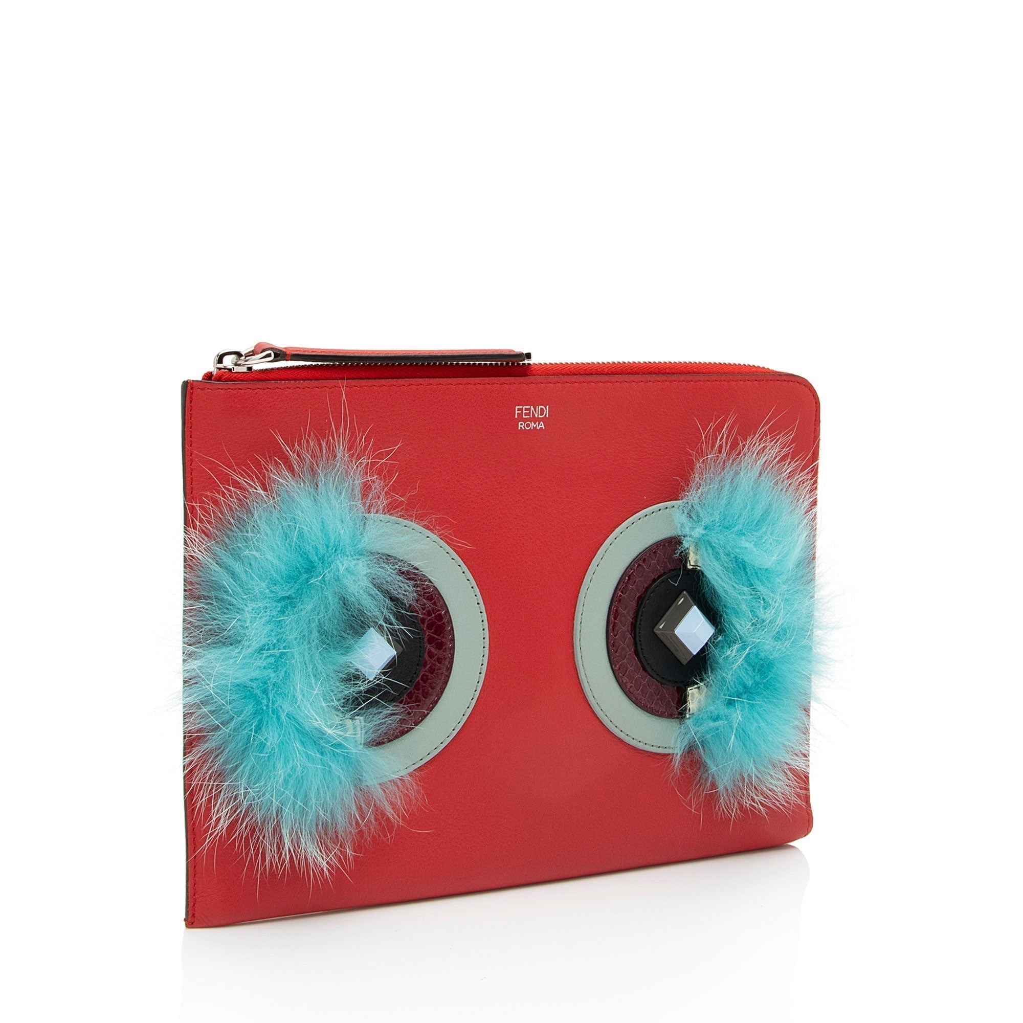 FNDI Leather Monster Zip Clutch (SHF-1L3C25)