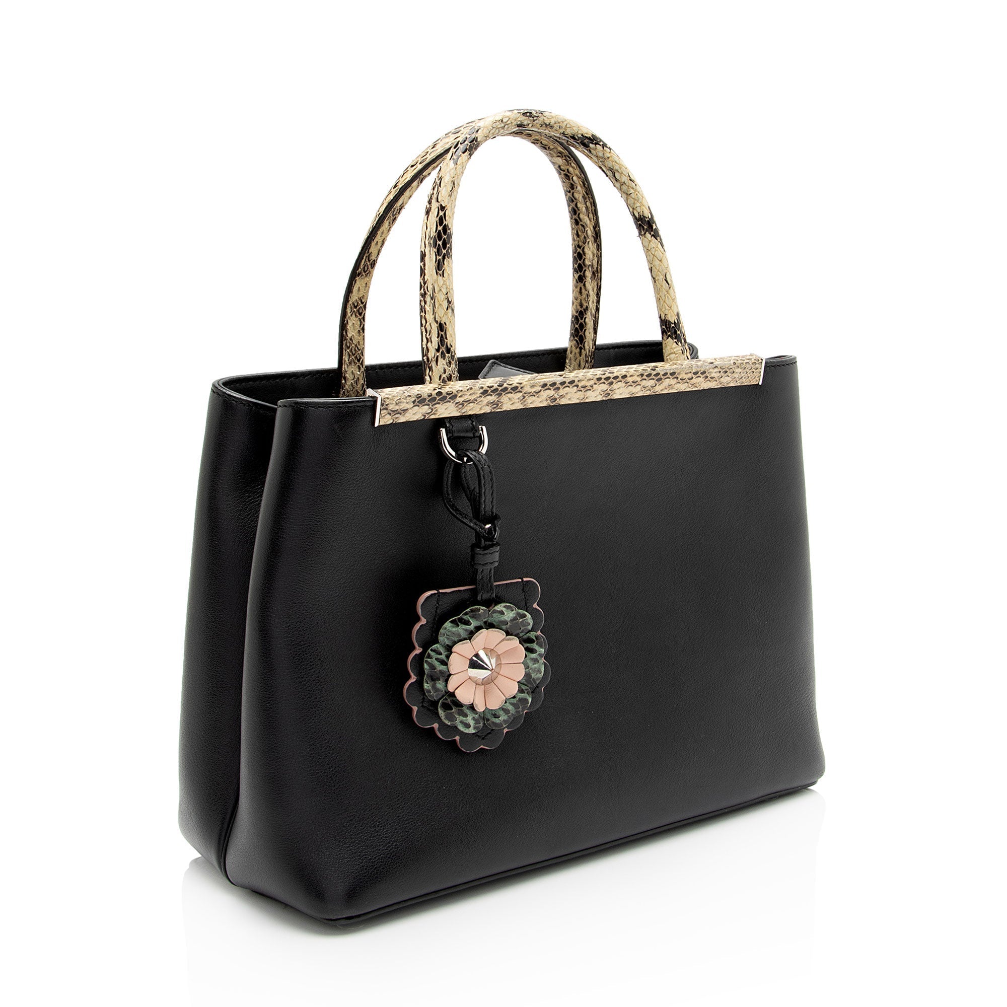 FNDI Leather Python Flowerland Petite 2Jours Tote (SHF-Gcyu5G)