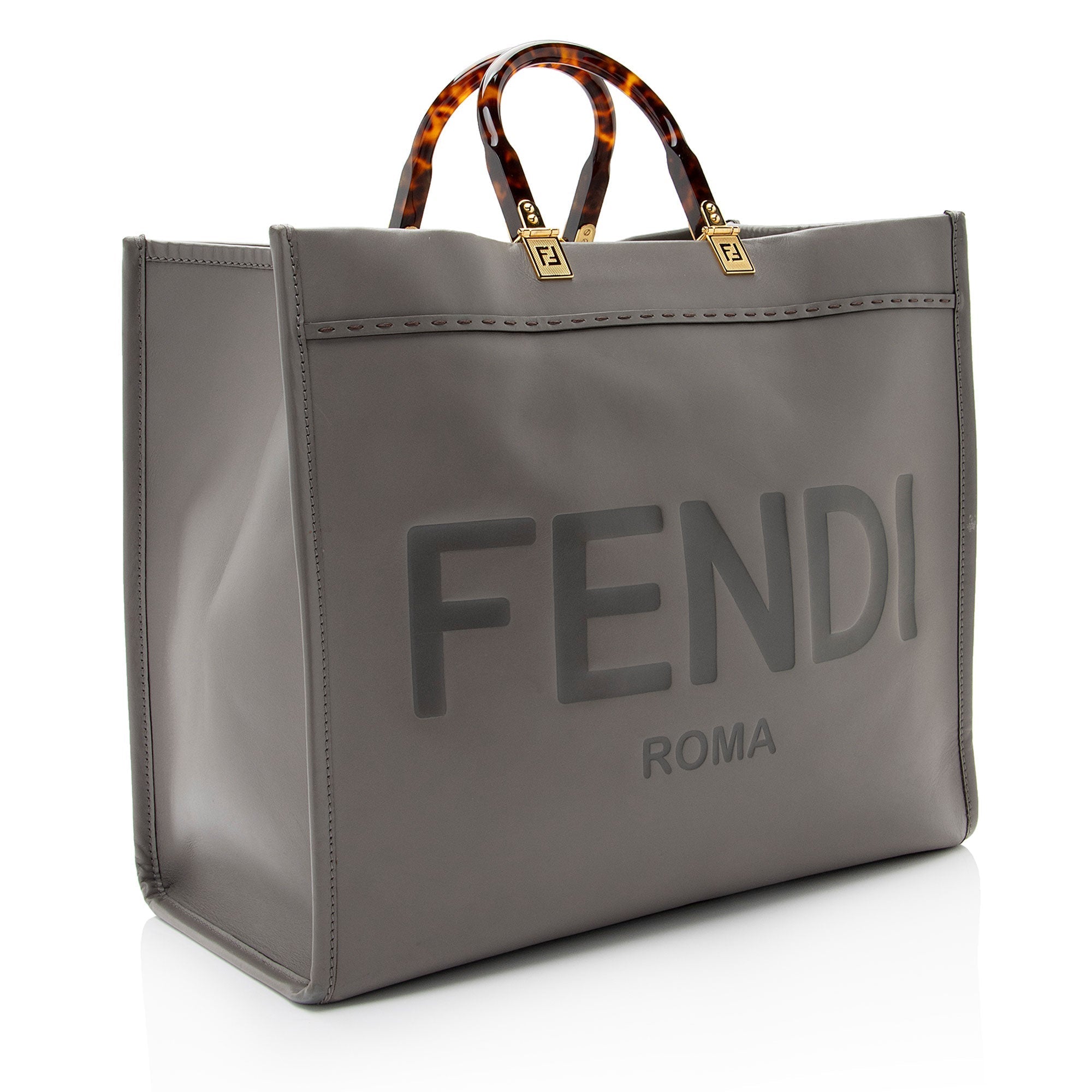 FNDI Leather Sunshine Large Shopper Tote (SHF-V85fxB)