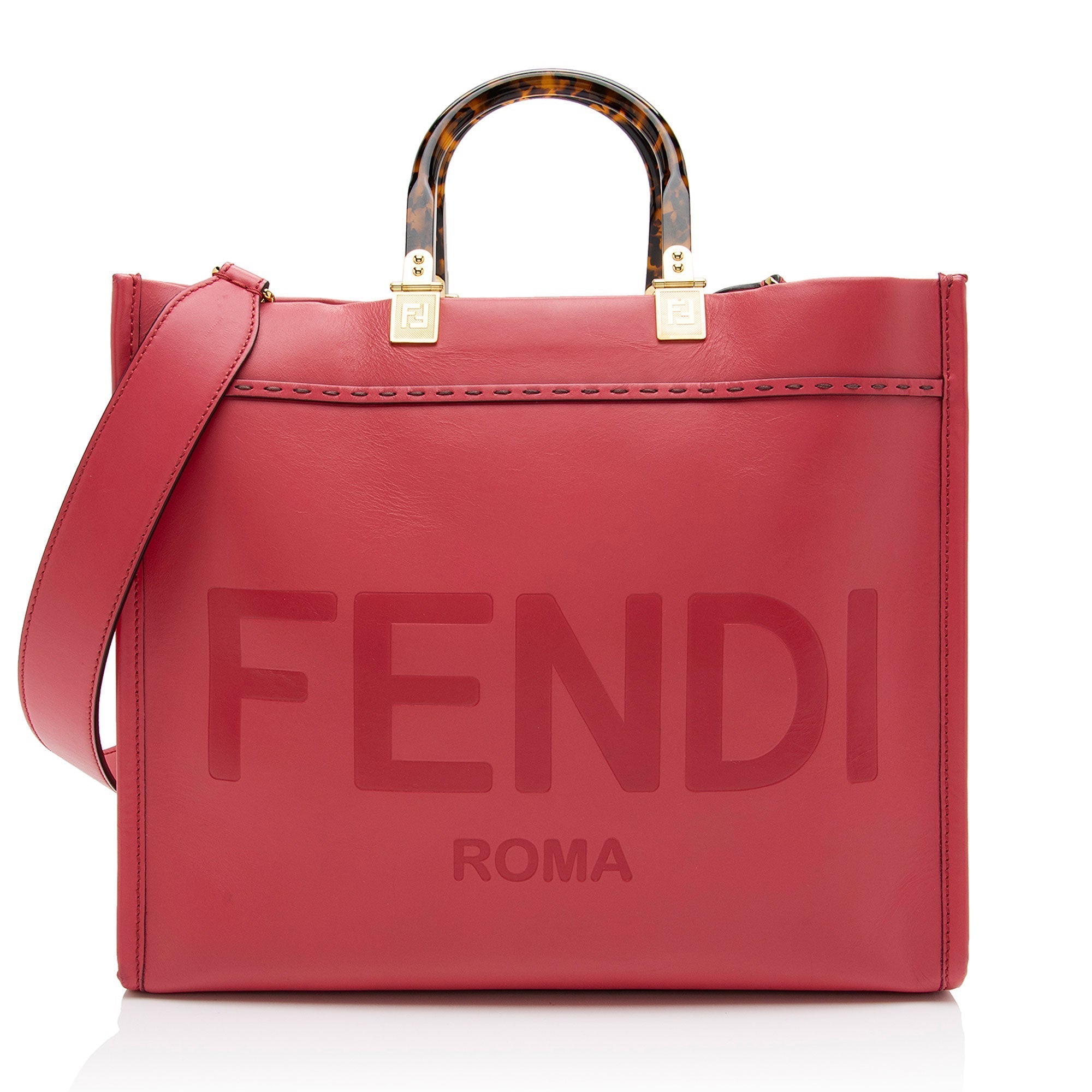 FNDI Leather Sunshine Medium Shopper Tote (SHF-YOn37K)