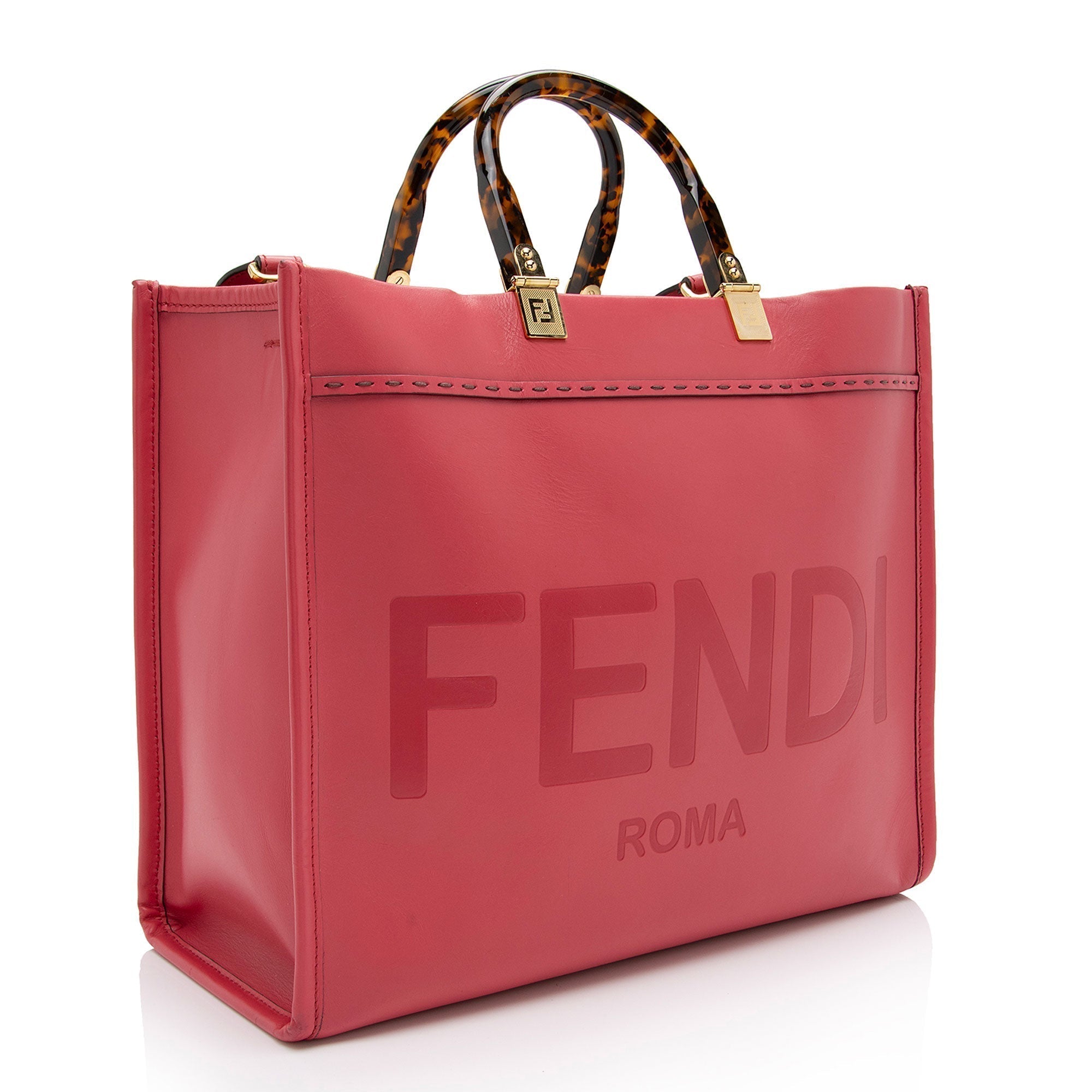FNDI Leather Sunshine Medium Shopper Tote (SHF-YOn37K)