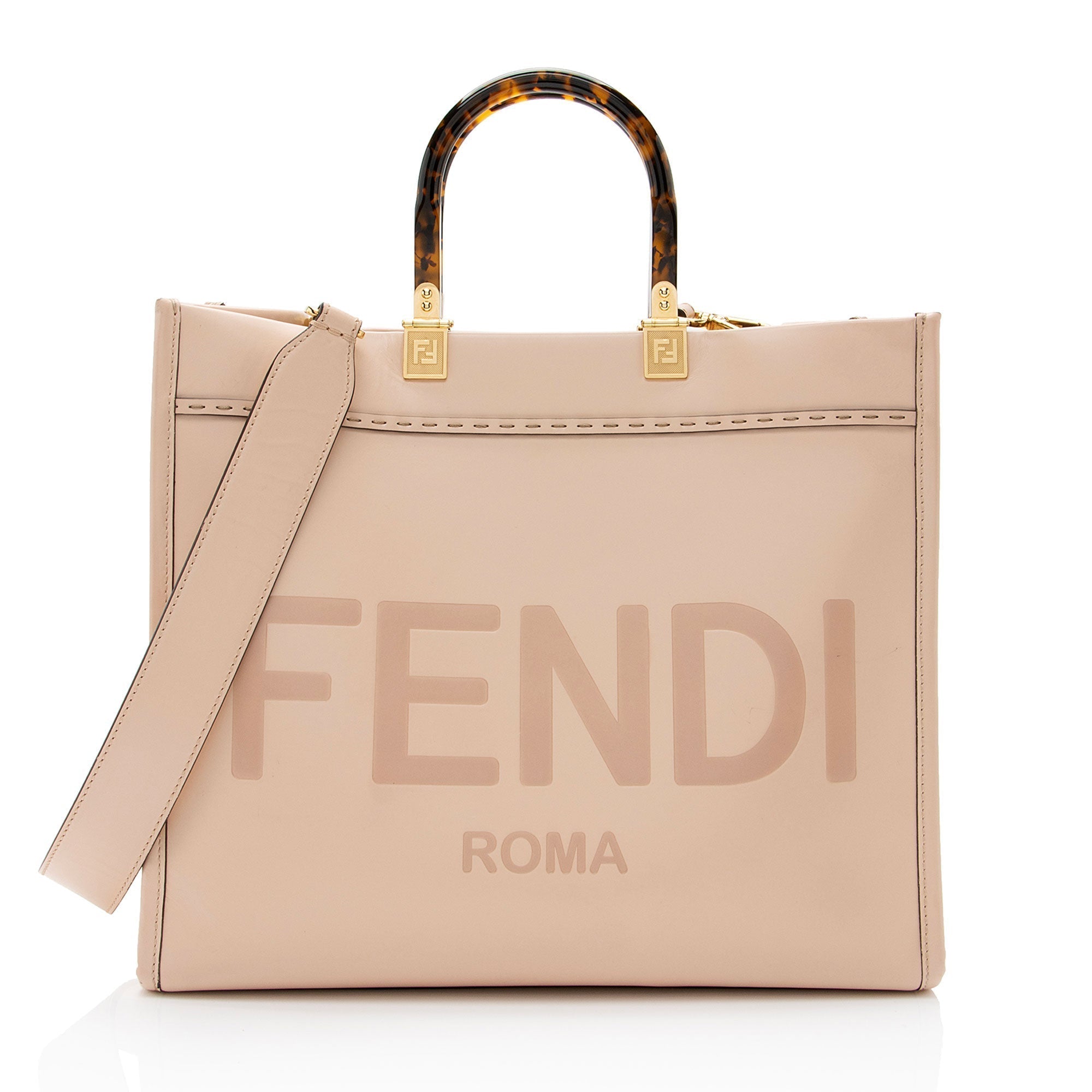 FNDI Leather Sunshine Medium Shopper Tote (SHF-TLlb2r)