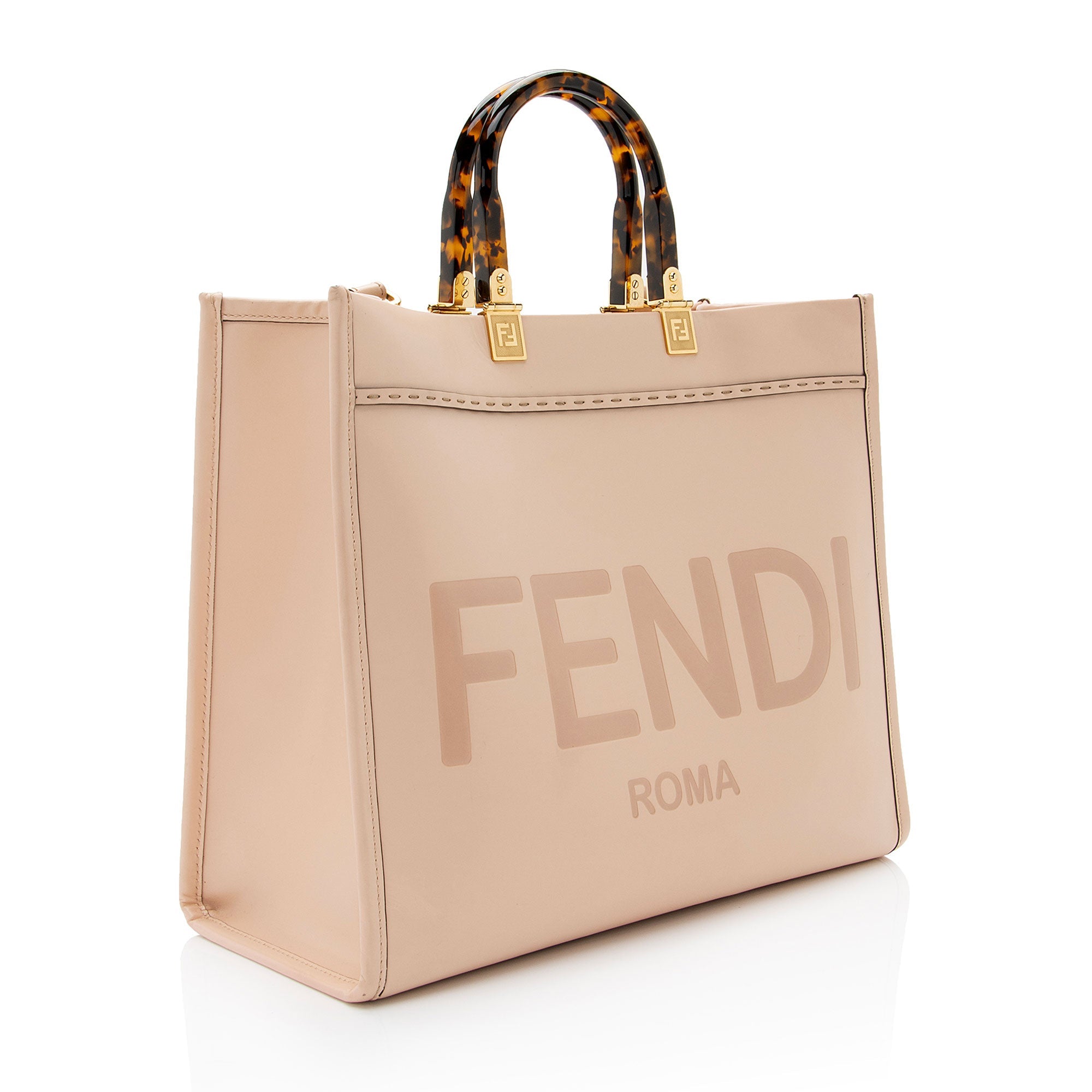 FNDI Leather Sunshine Medium Shopper Tote (SHF-TLlb2r)