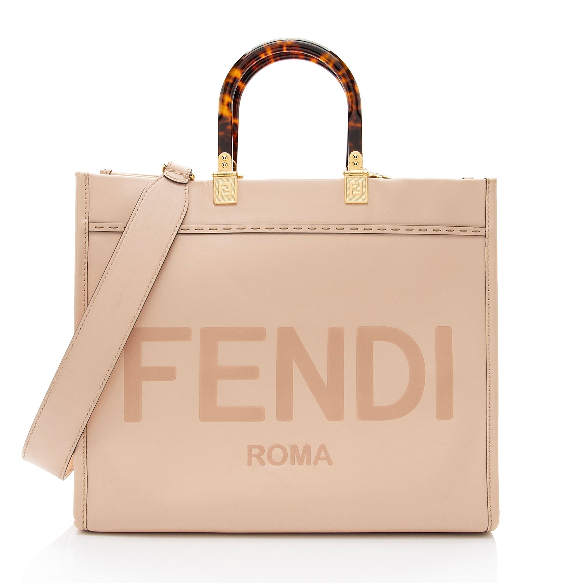 FNDI Leather Sunshine Medium Shopper Tote (SHF-BvSOLv)