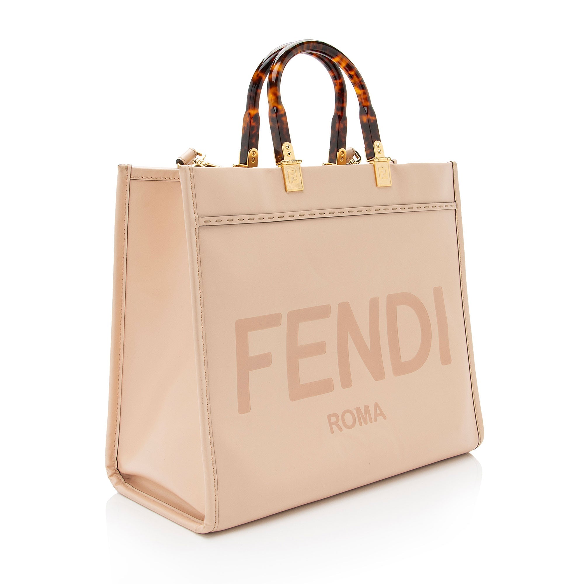 FNDI Leather Sunshine Medium Shopper Tote (SHF-BvSOLv)