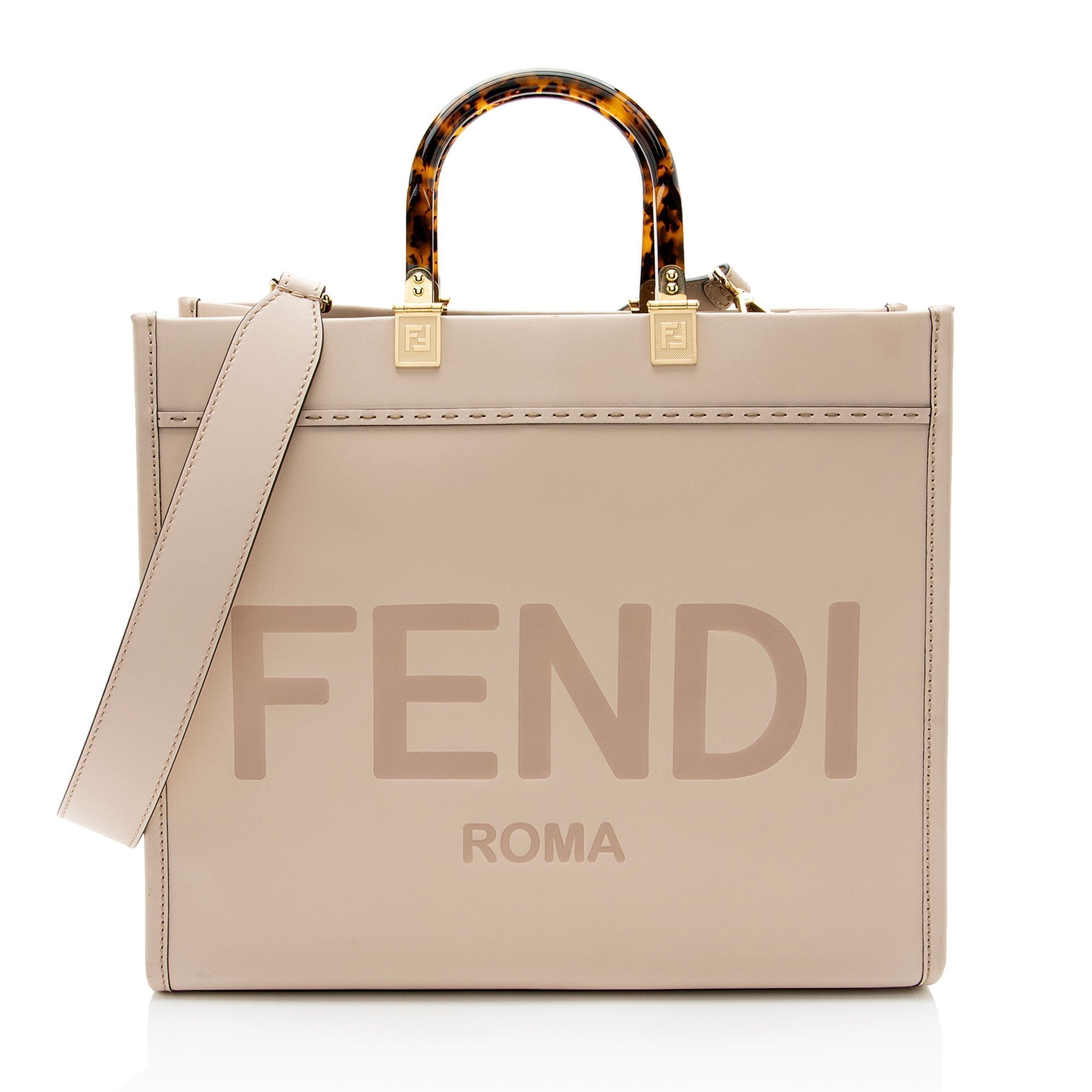 FNDI Leather Sunshine Medium Shopper Tote (SHF-VVIsQc)