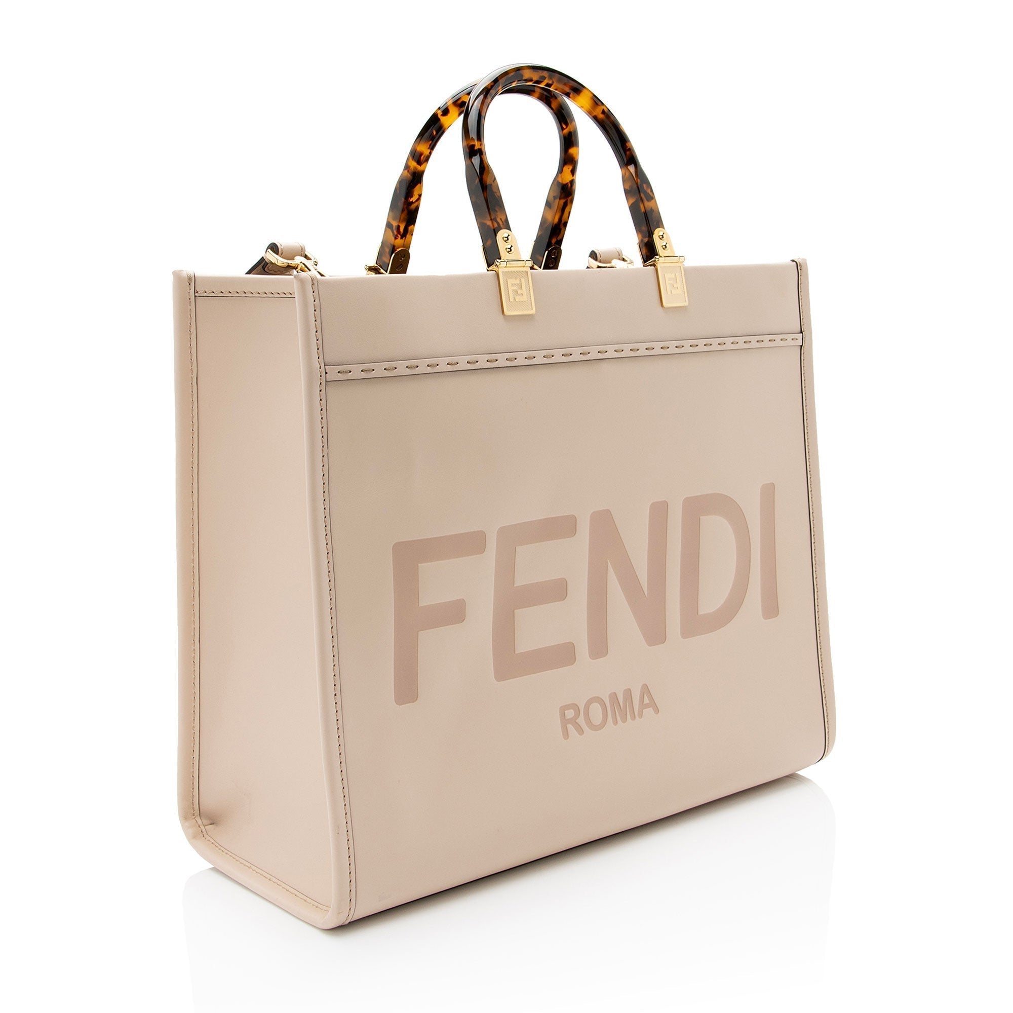 FNDI Leather Sunshine Medium Shopper Tote (SHF-VVIsQc)