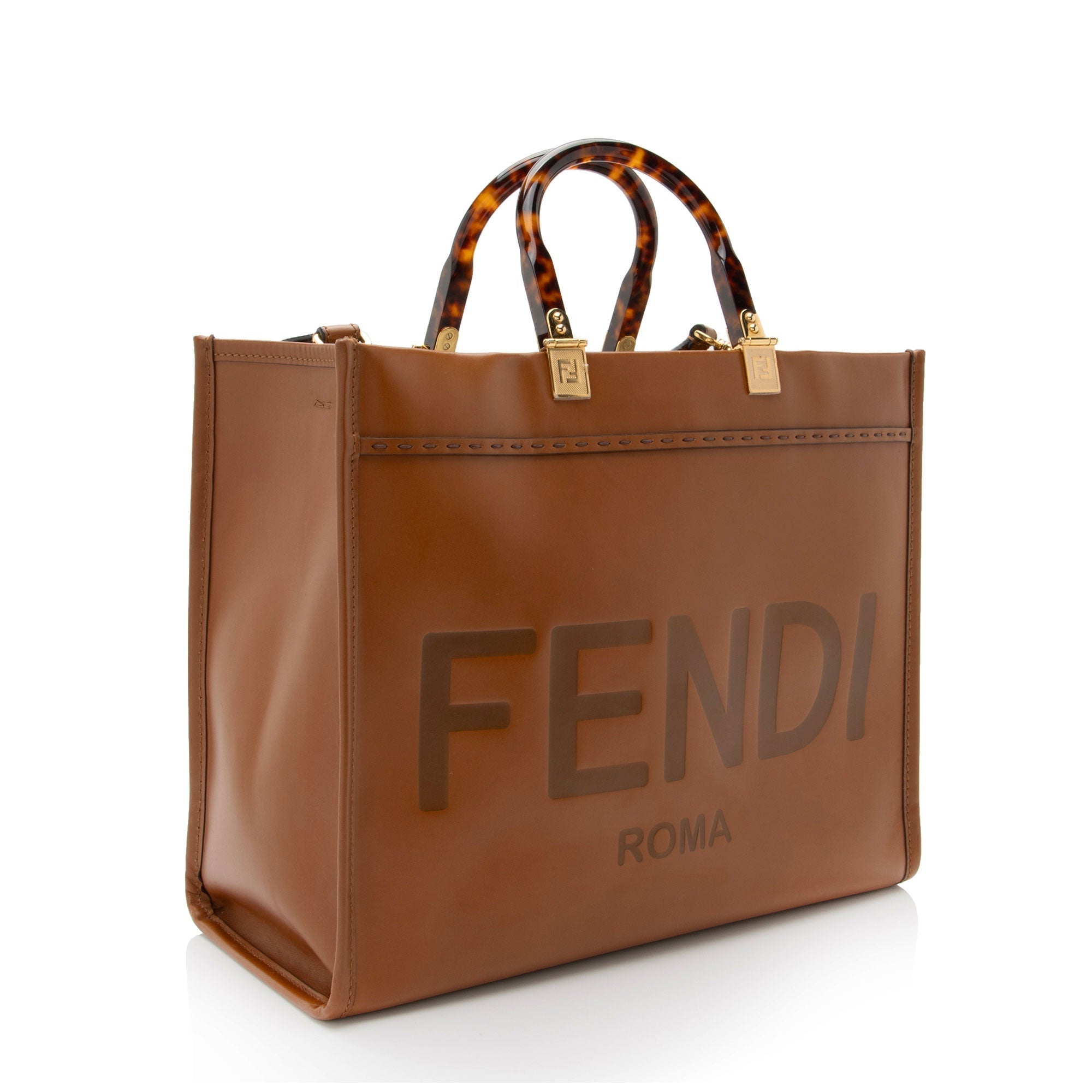 FNDI Leather Sunshine Medium Shopper Tote (SHF-HXrlOm)