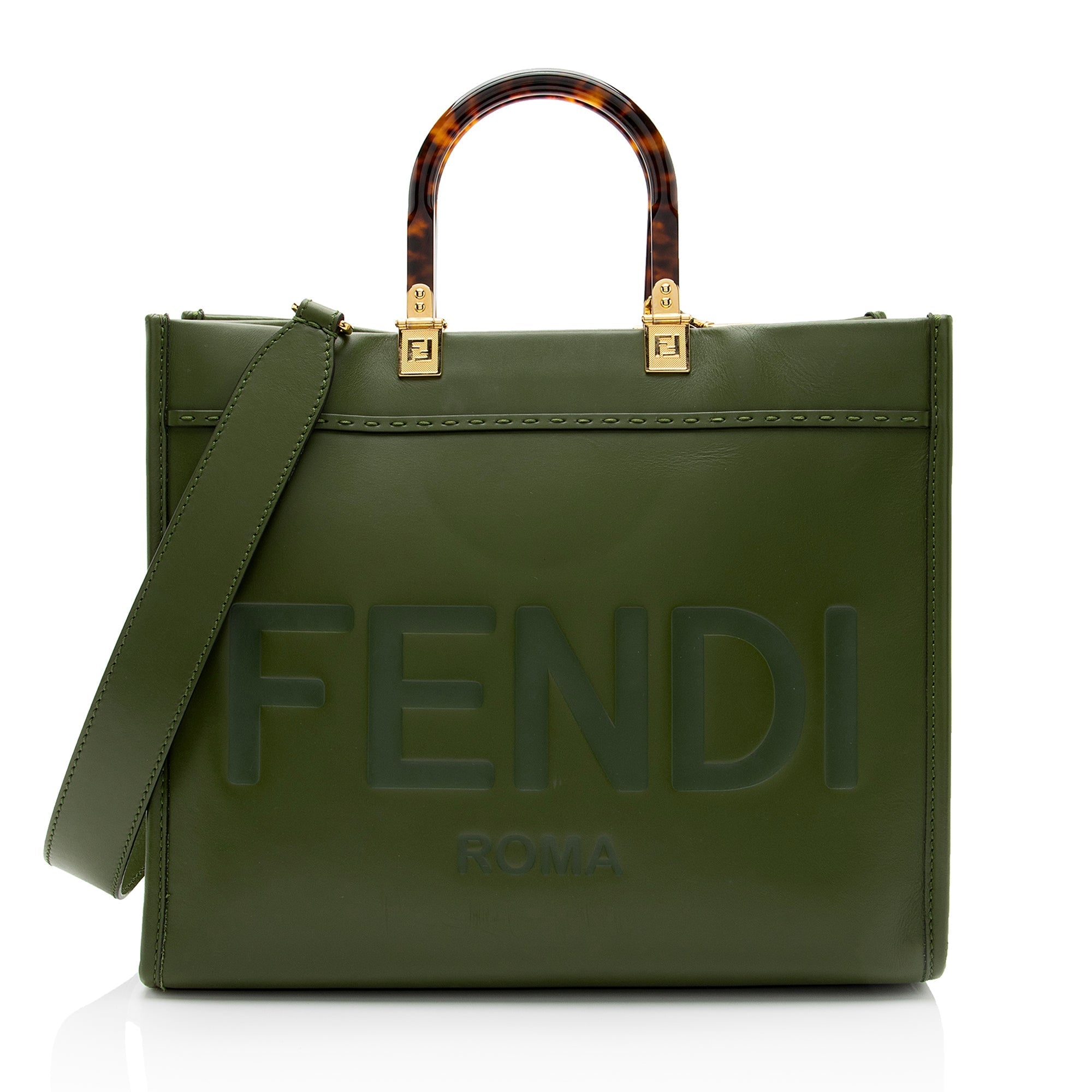 FNDI Leather Sunshine Medium Shopper Tote (SHF-TeDYFF)