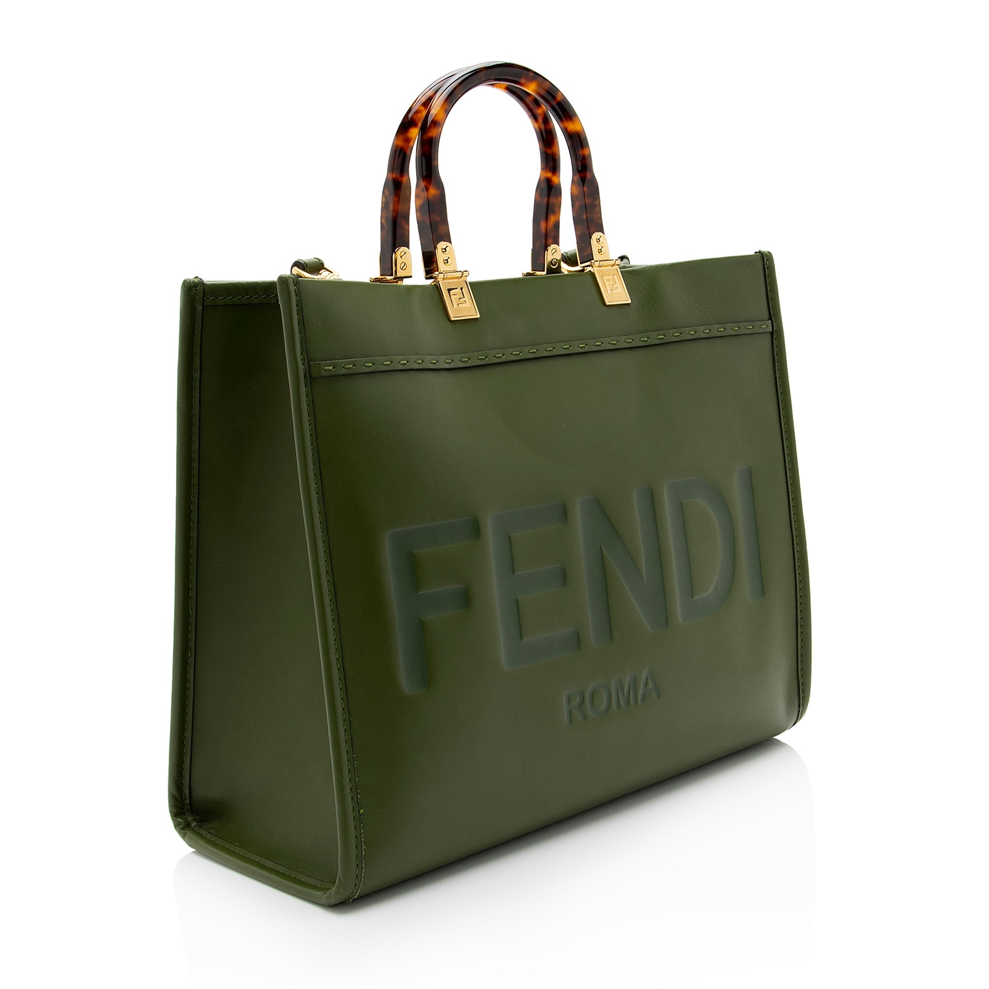FNDI Leather Sunshine Medium Shopper Tote (SHF-TeDYFF)