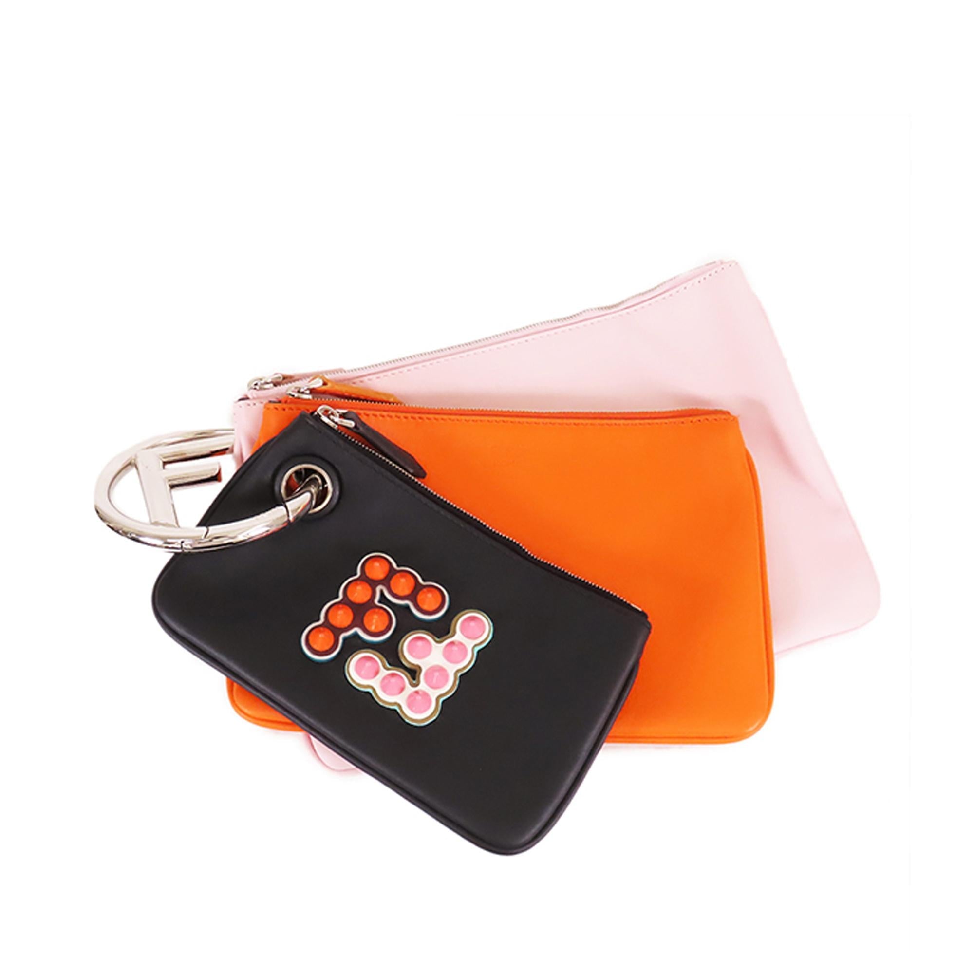 FNDI Leather Triplette Clutch Bag (SHG-sSklWg)
