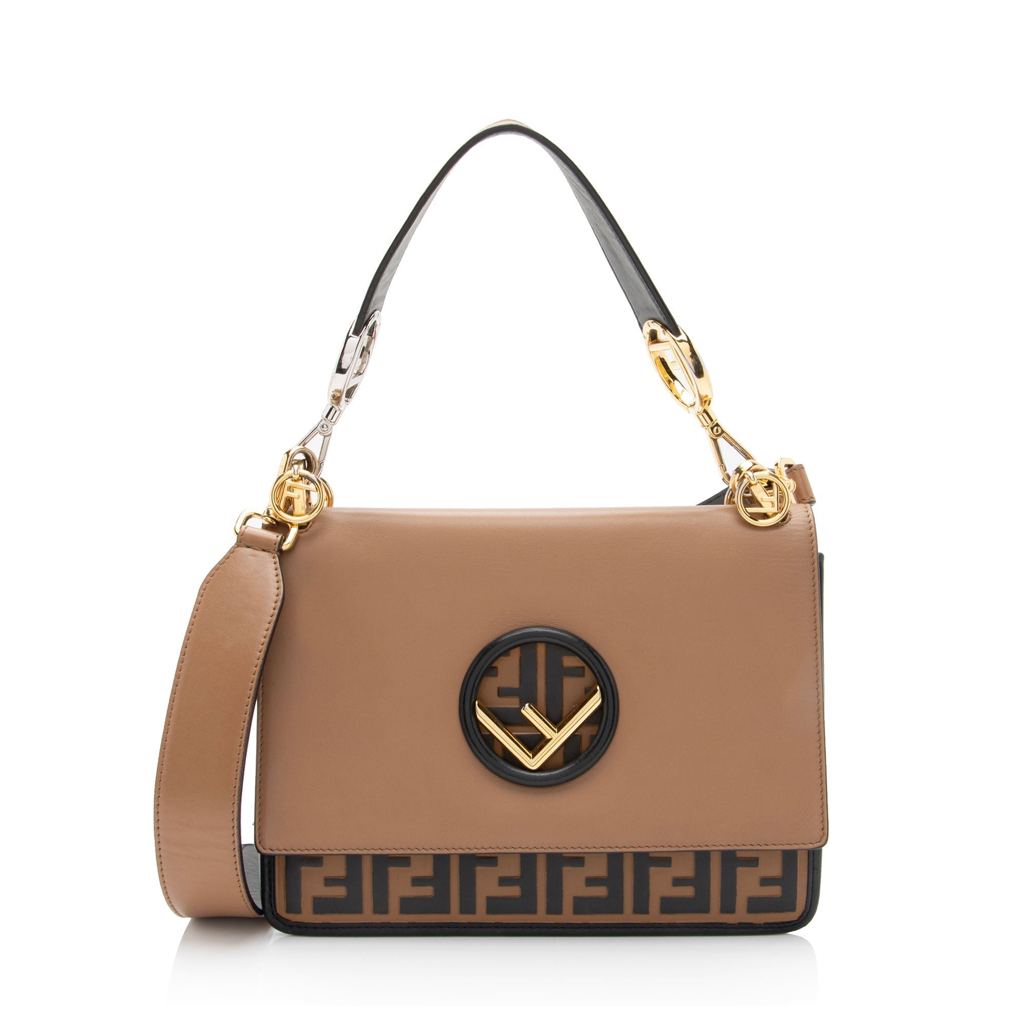 FNDI Leather Zucca Kan I Medium Shoulder Bag (SHF-yPmLhG)