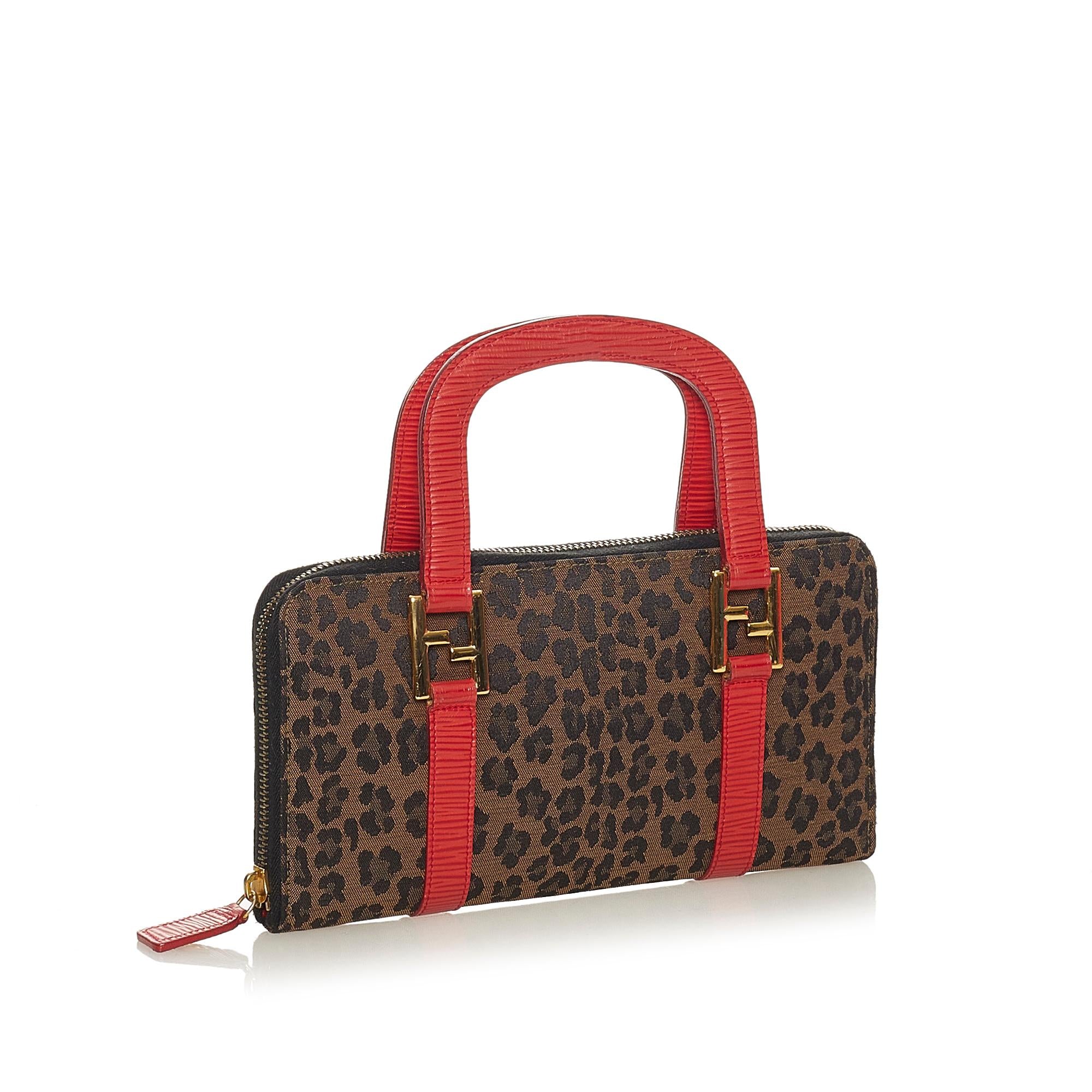 FNDI Leopard Print Canvas Handbag (SHG-27780)