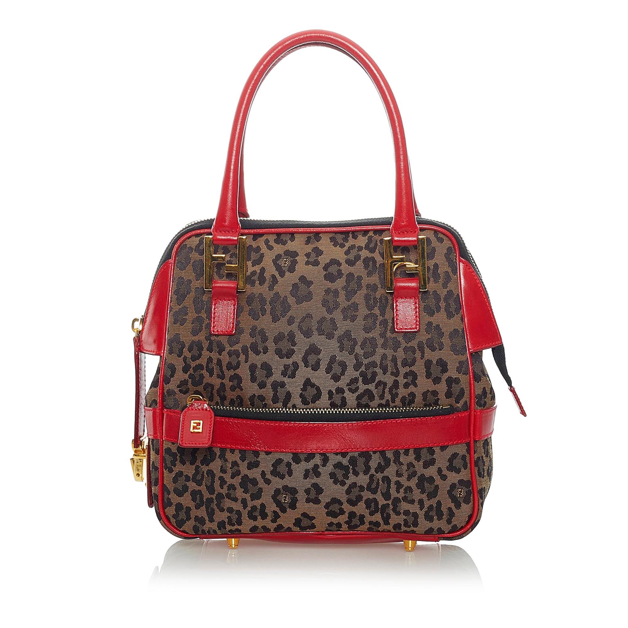 FNDI Leopard Print Nylon Satchel (SHG-32114)