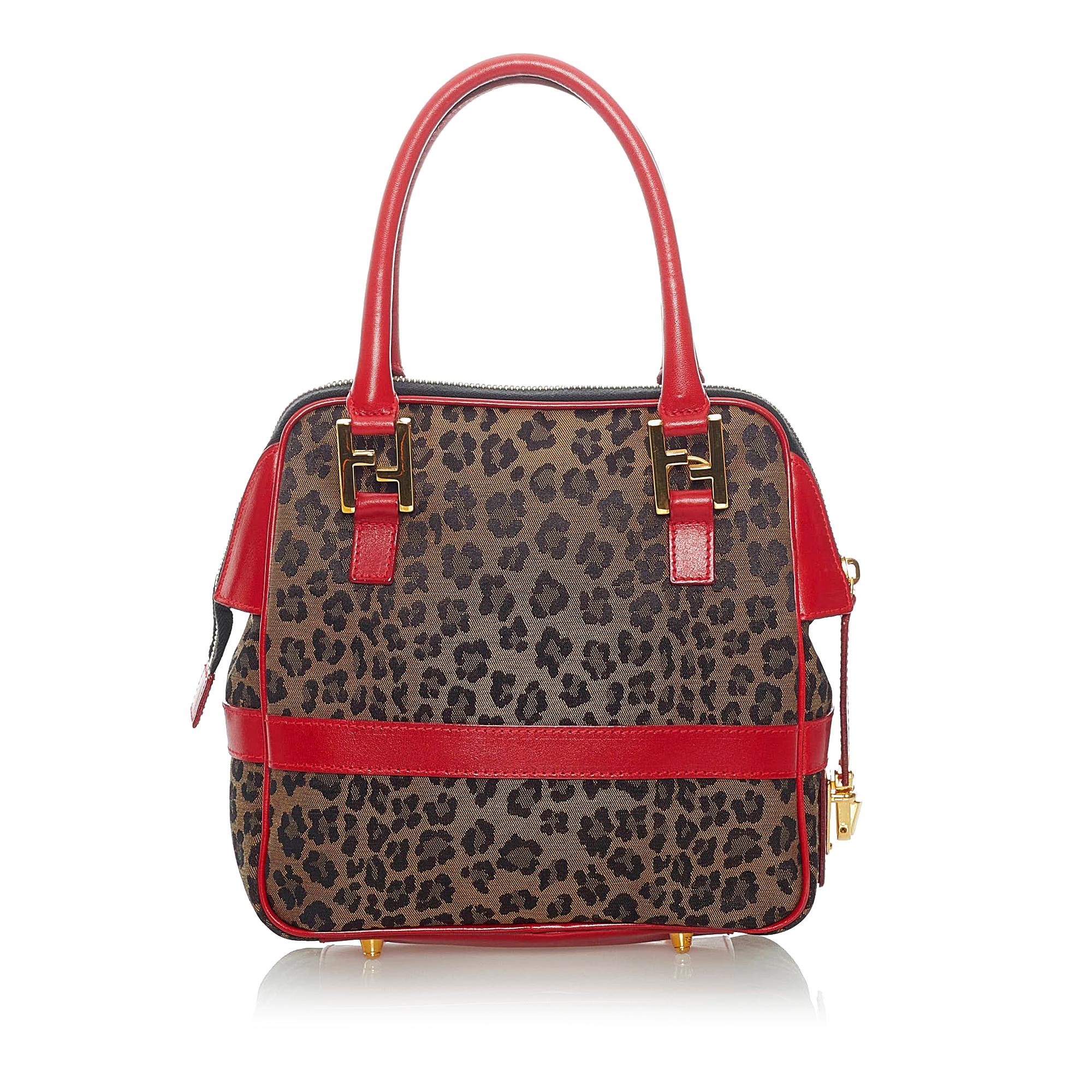 FNDI Leopard Print Nylon Satchel (SHG-37306)