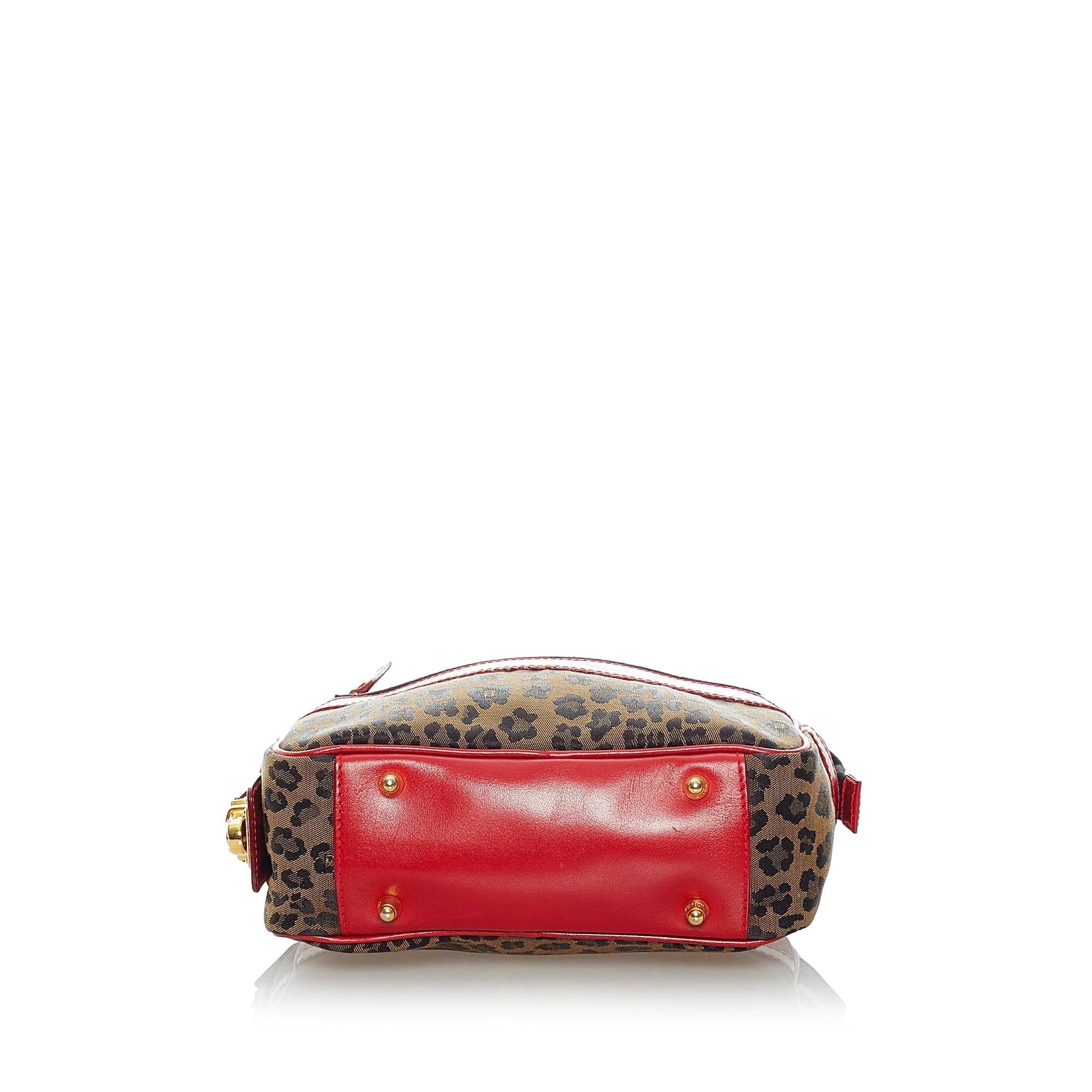 FNDI Leopard Print Nylon Satchel (SHG-37306)