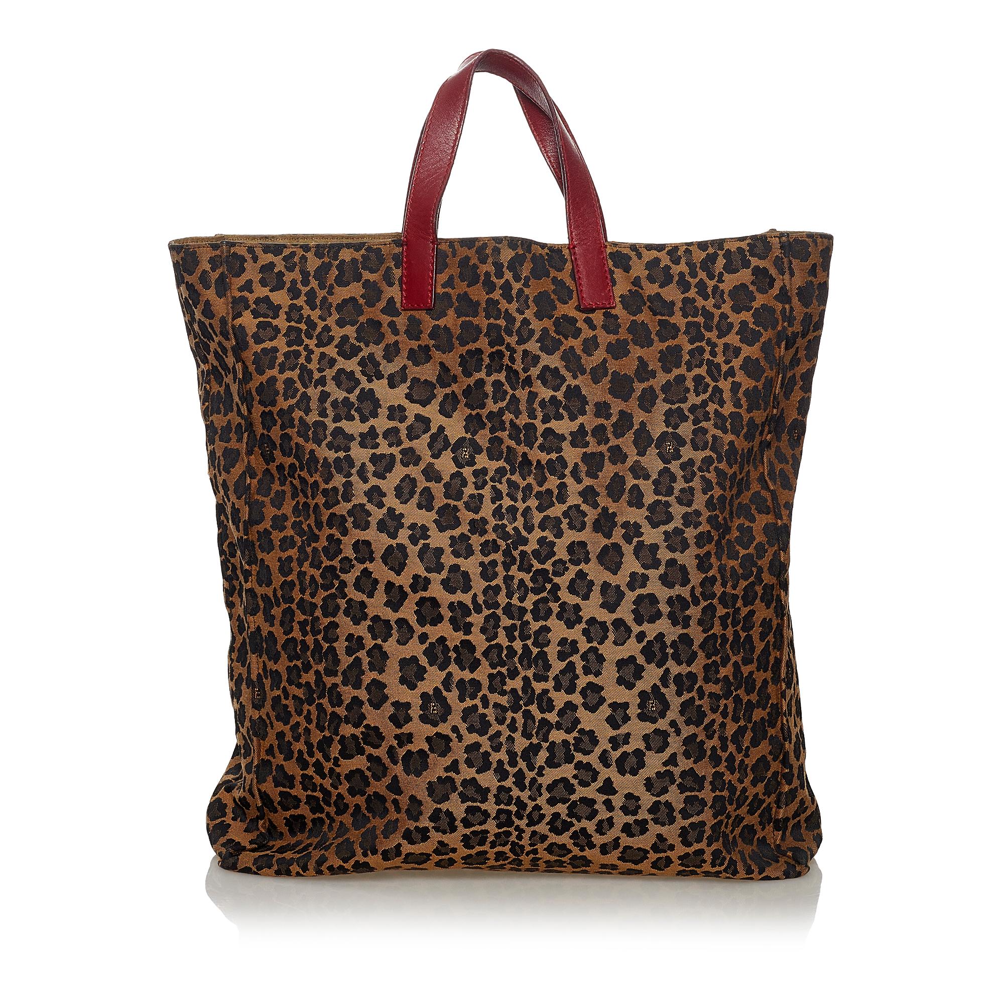 FNDI Leopard Print Nylon Tote Bag (SHG-33460)
