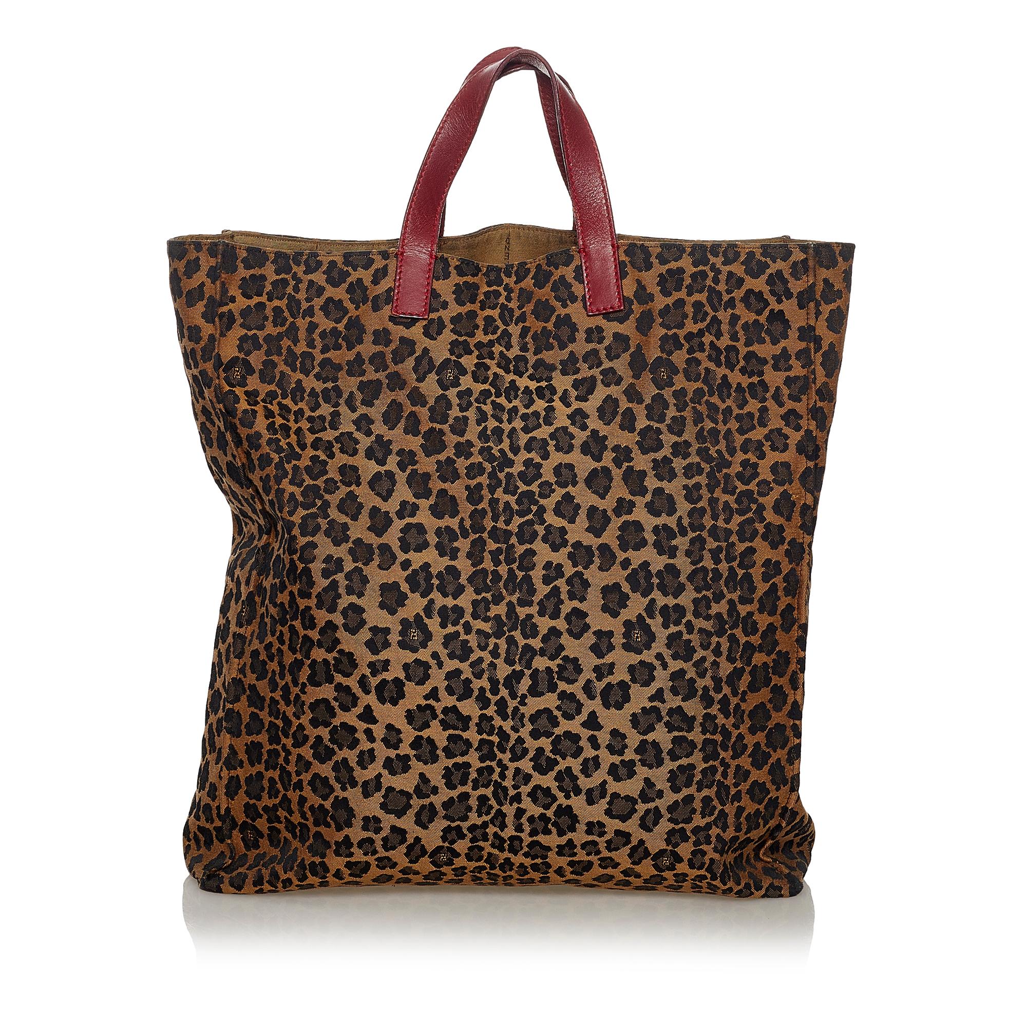 FNDI Leopard Print Nylon Tote Bag (SHG-33460)